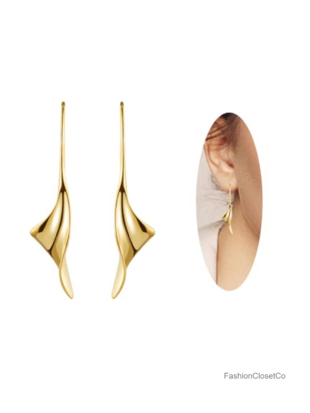 14K Gold Plated Threader Drop Dangle Earrings Hypoallergenic Women